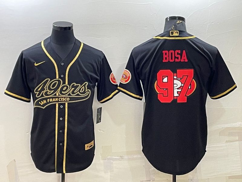 Men San Francisco 49ers 97 Bosa Black Gold 2022 Nike Co branded NFL Jersey